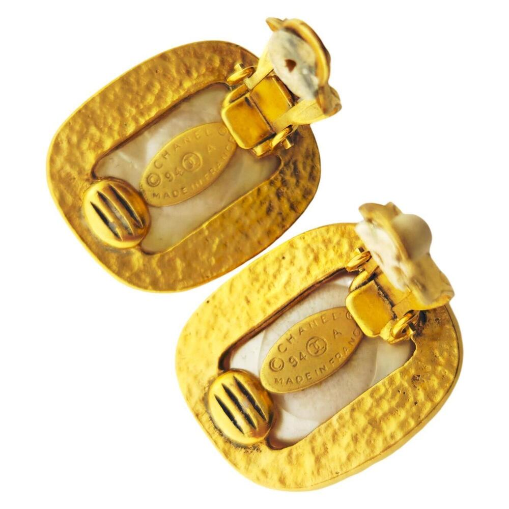 CHANEL White Pearl Logo Earrings - Picture 5 of 7